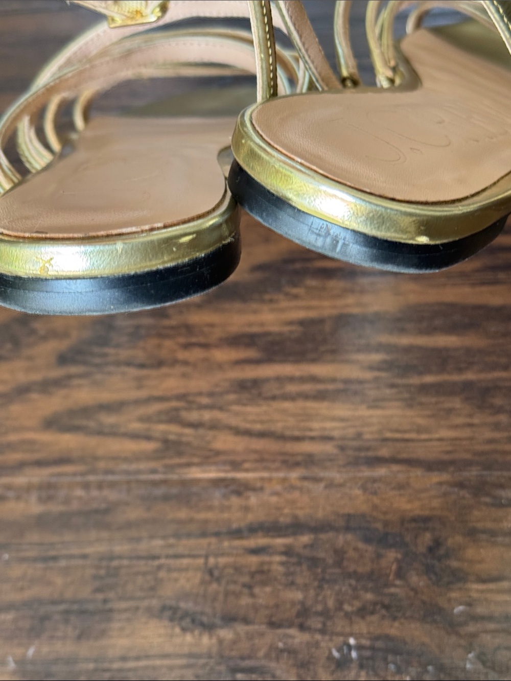 J. Crew Metallic Gold Multi-Strap Square-Toe Sandals - Picture 4 of 6